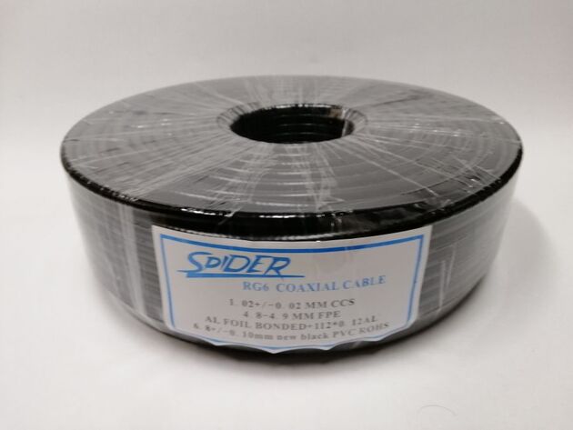 SPIDER RG 6 CABLE BLACK 100 M 