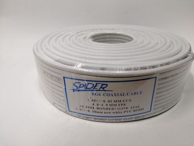 SPIDER RG 6 CABLE WHITE 100 M